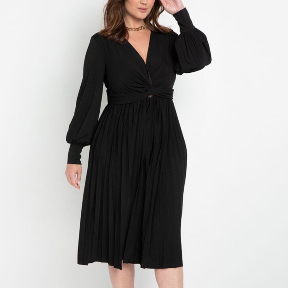 Knot Front Pleated Skirt Dress